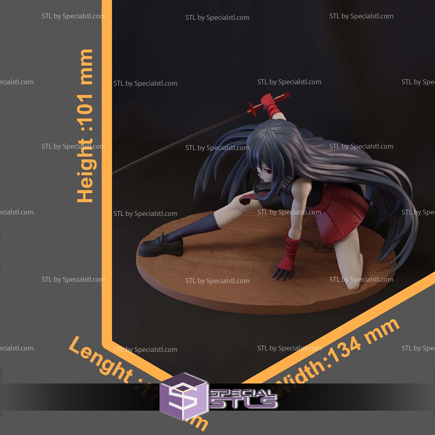 Akame 101mm Akame Ga Kill STL Files 3D Model — view 4