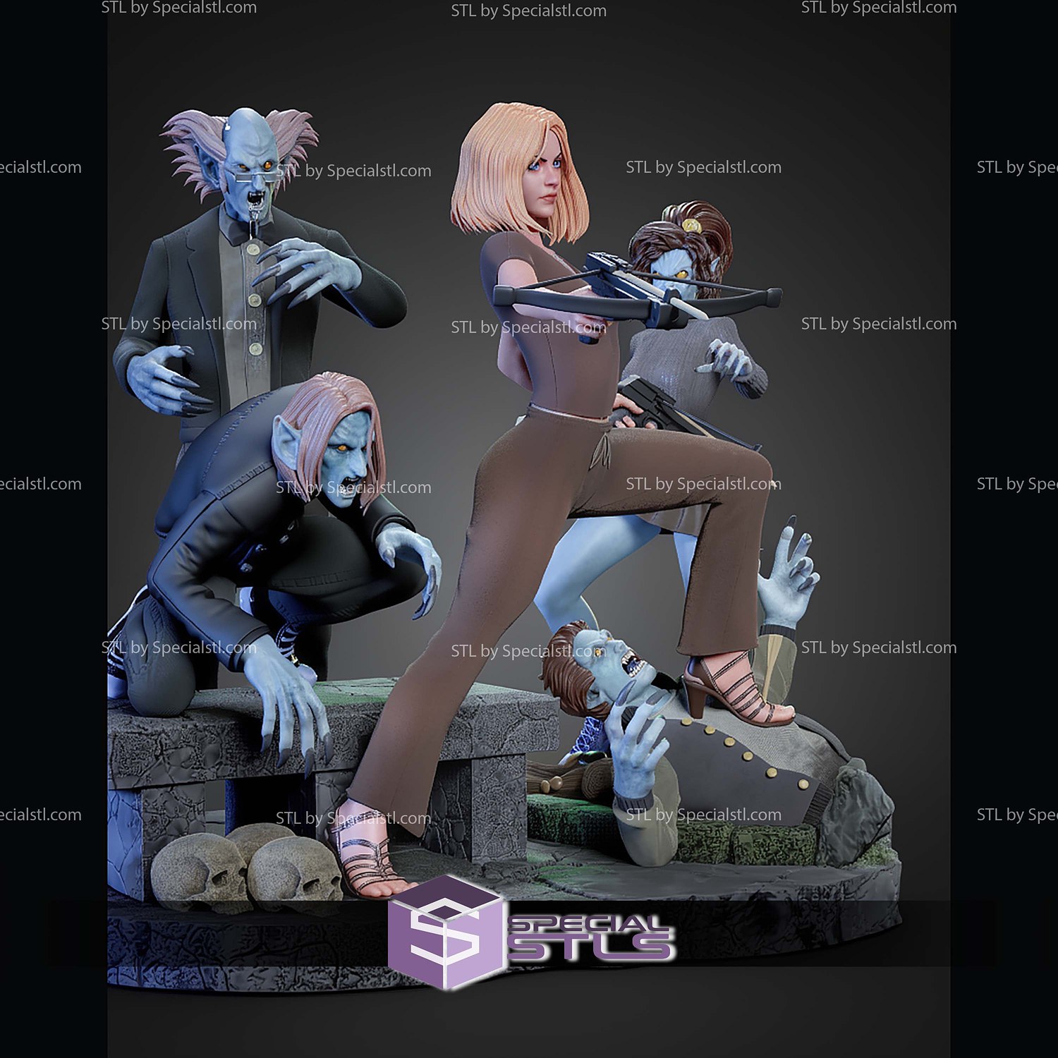Buffy The Vampire Slayer Diorama 1-6 STL Files 3D Model — view 3