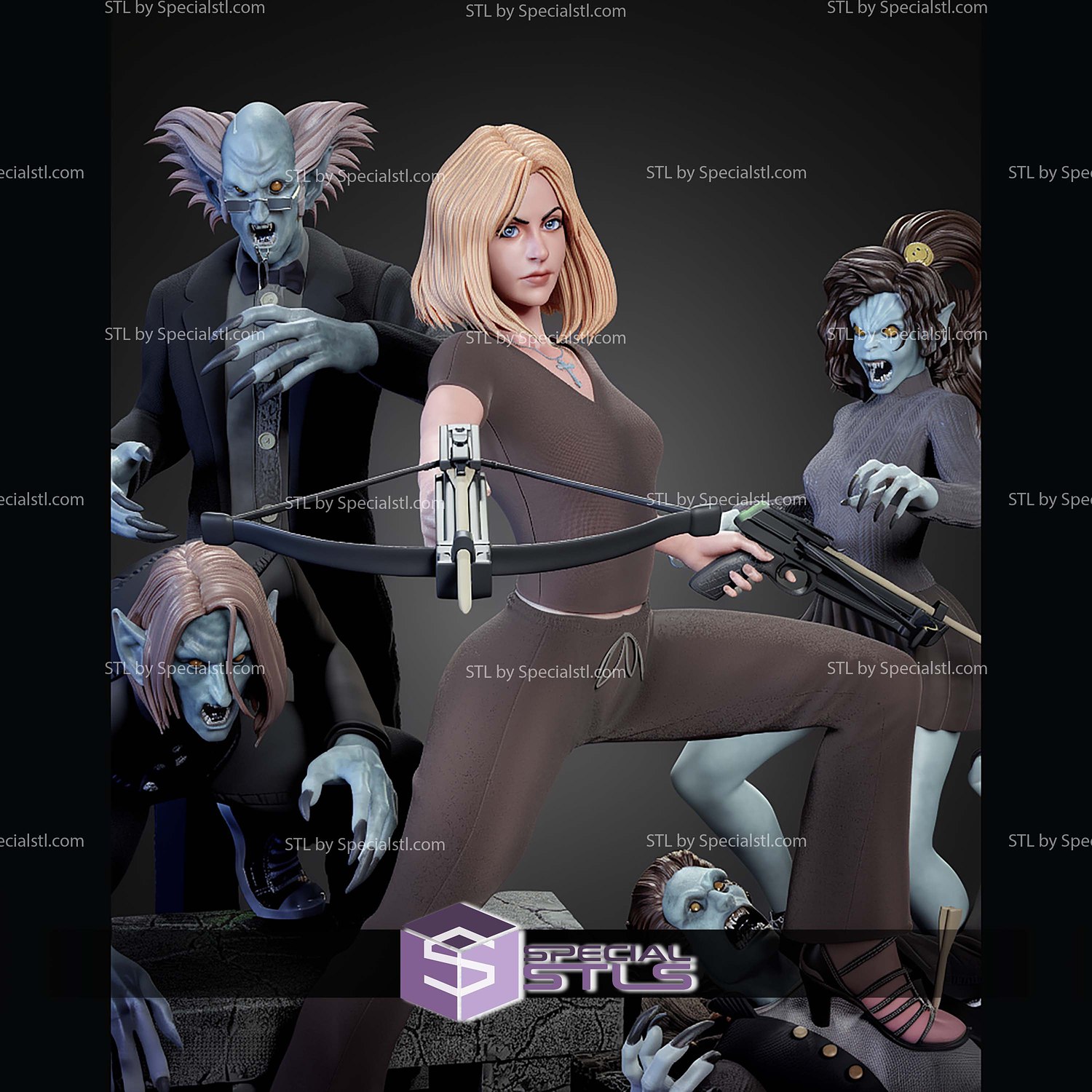 Buffy The Vampire Slayer Diorama 1-6 STL Files 3D Model — view 4