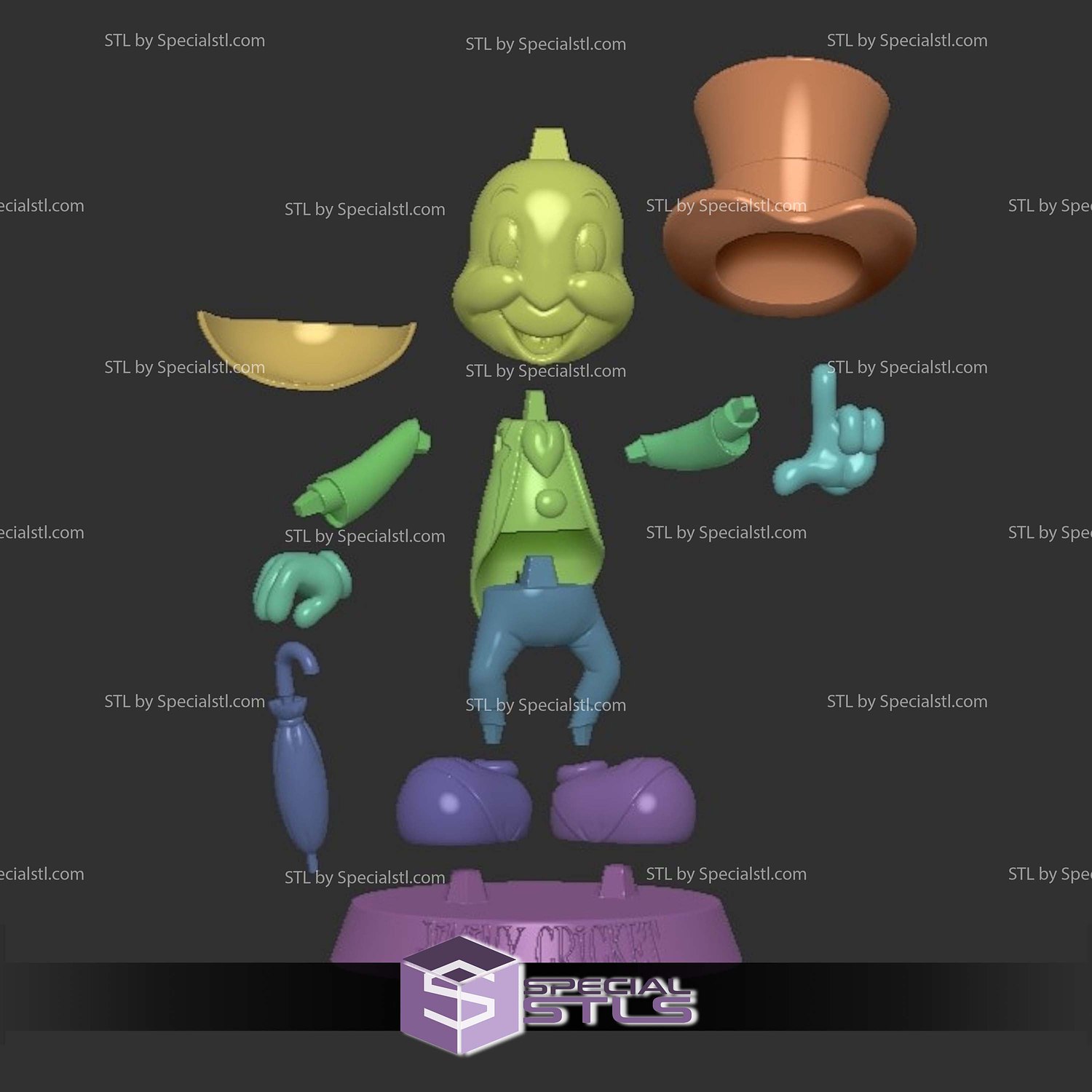 Jiminy Cricket Sculptures 3D Printing STL Model — view 4