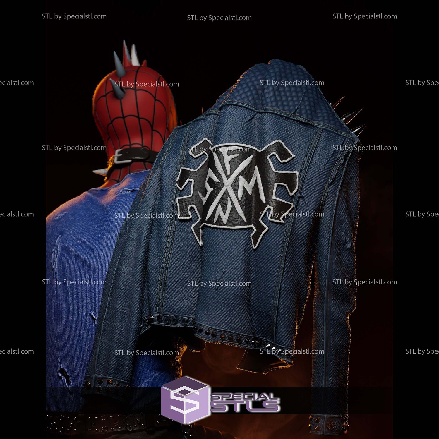Spider Punk Sitting with Guitar 3D Printer Files STL Model — view 4