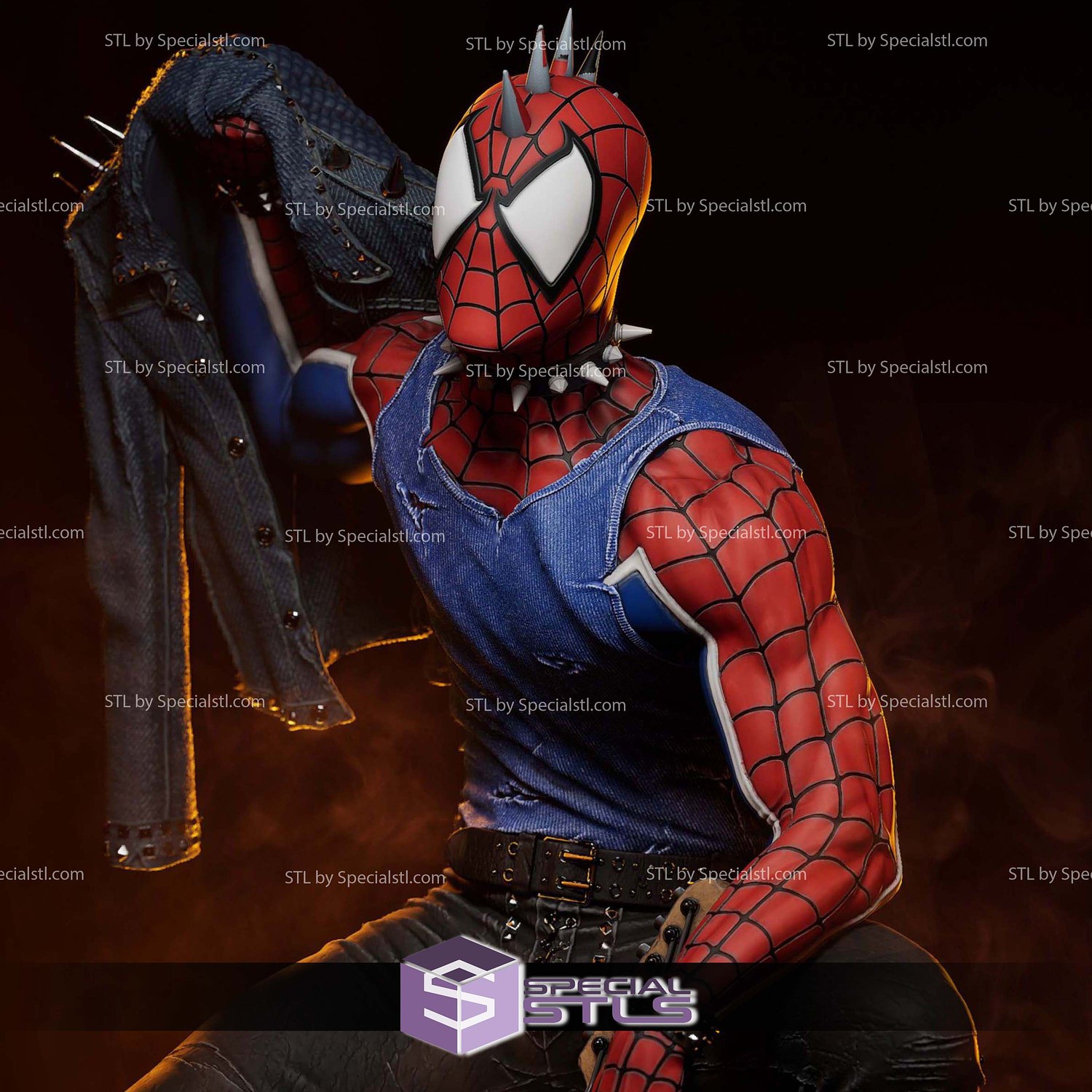 Spider Punk Sitting with Guitar 3D Printer Files STL Model — view 5