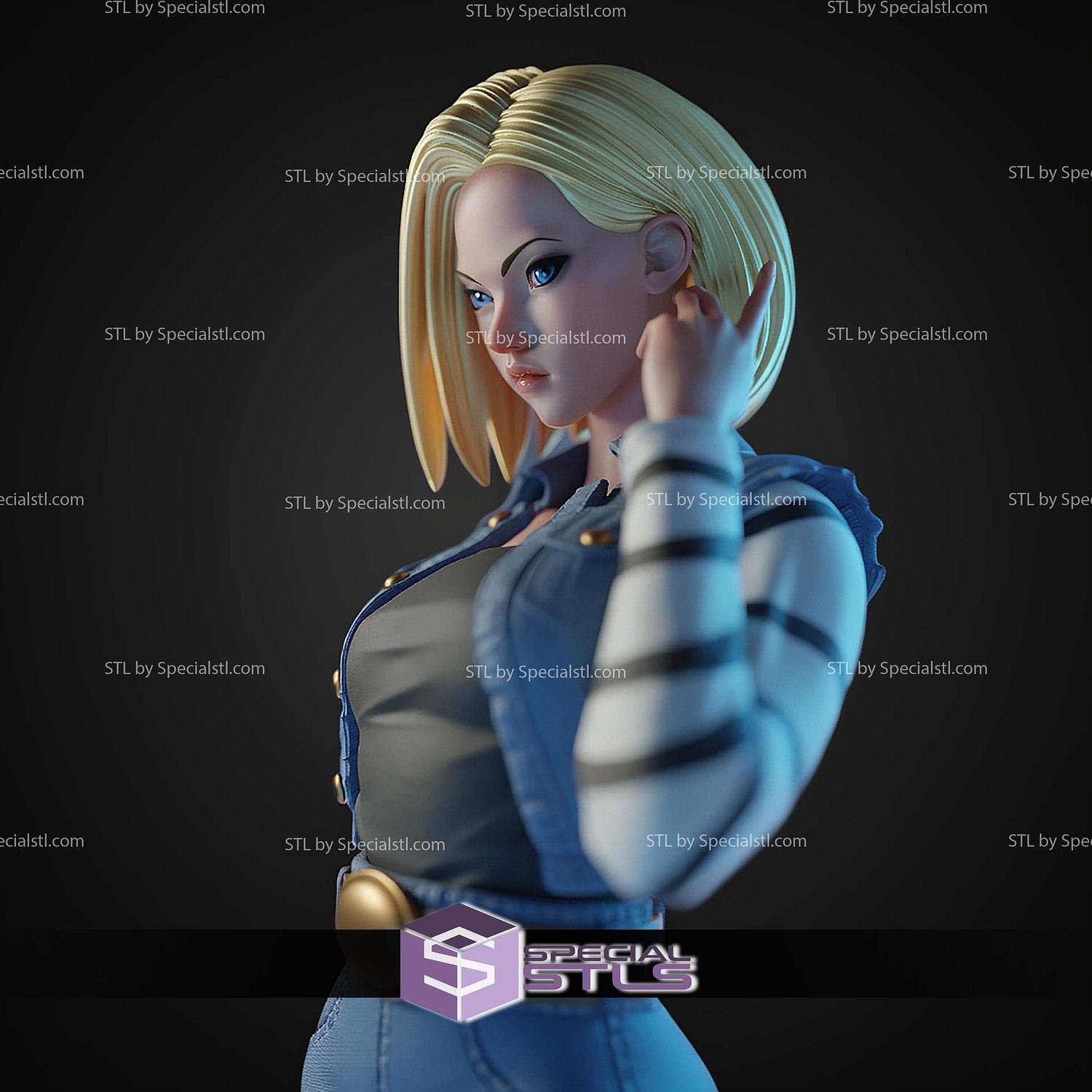 Android 18 Lazuli STL Files 3D Model — view 4