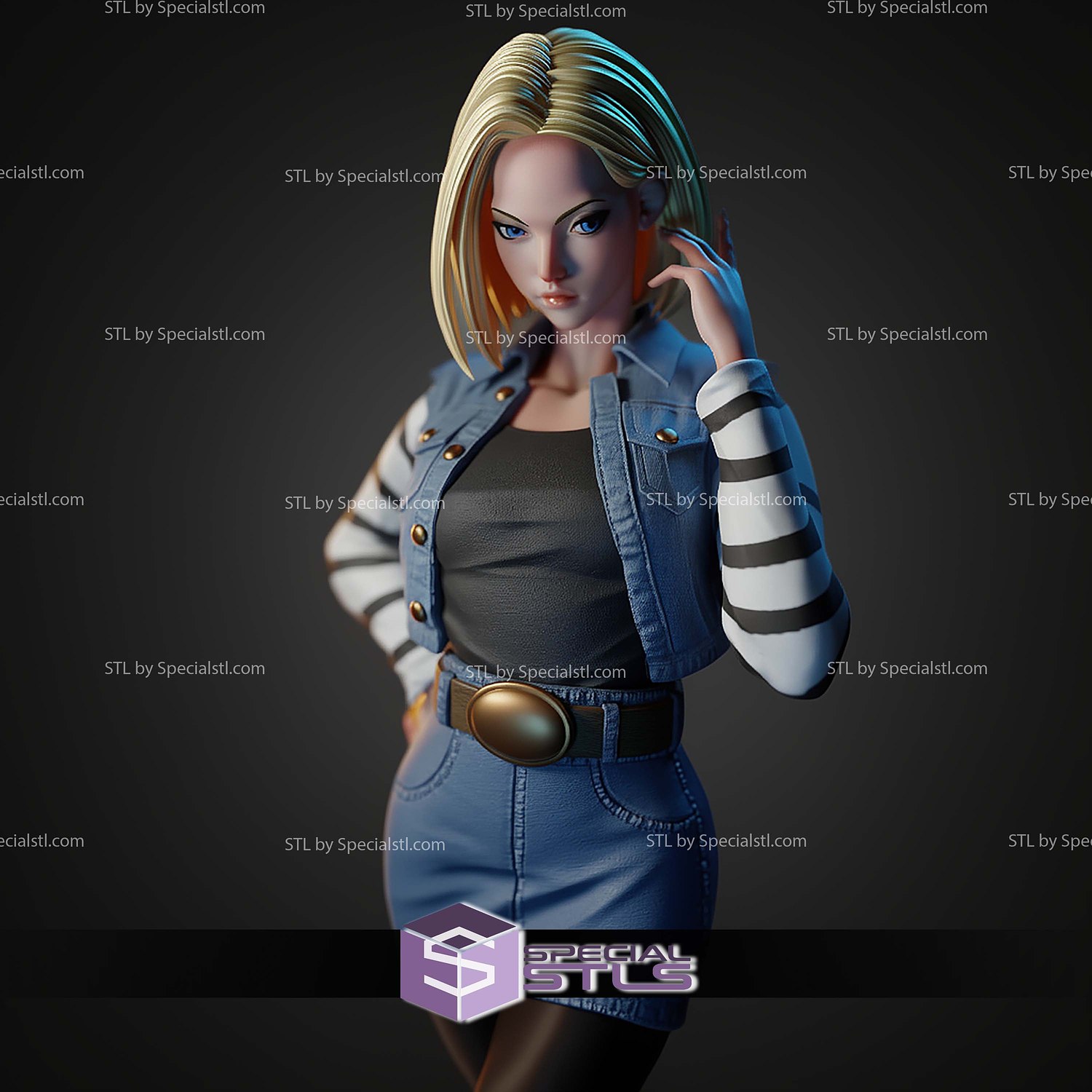 Android 18 Lazuli STL Files 3D Model — view 5