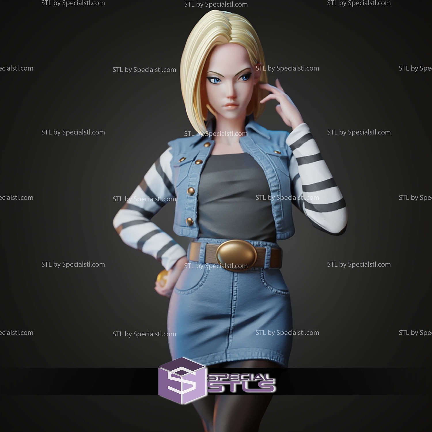 Android 18 Lazuli STL Files 3D Model — view 6
