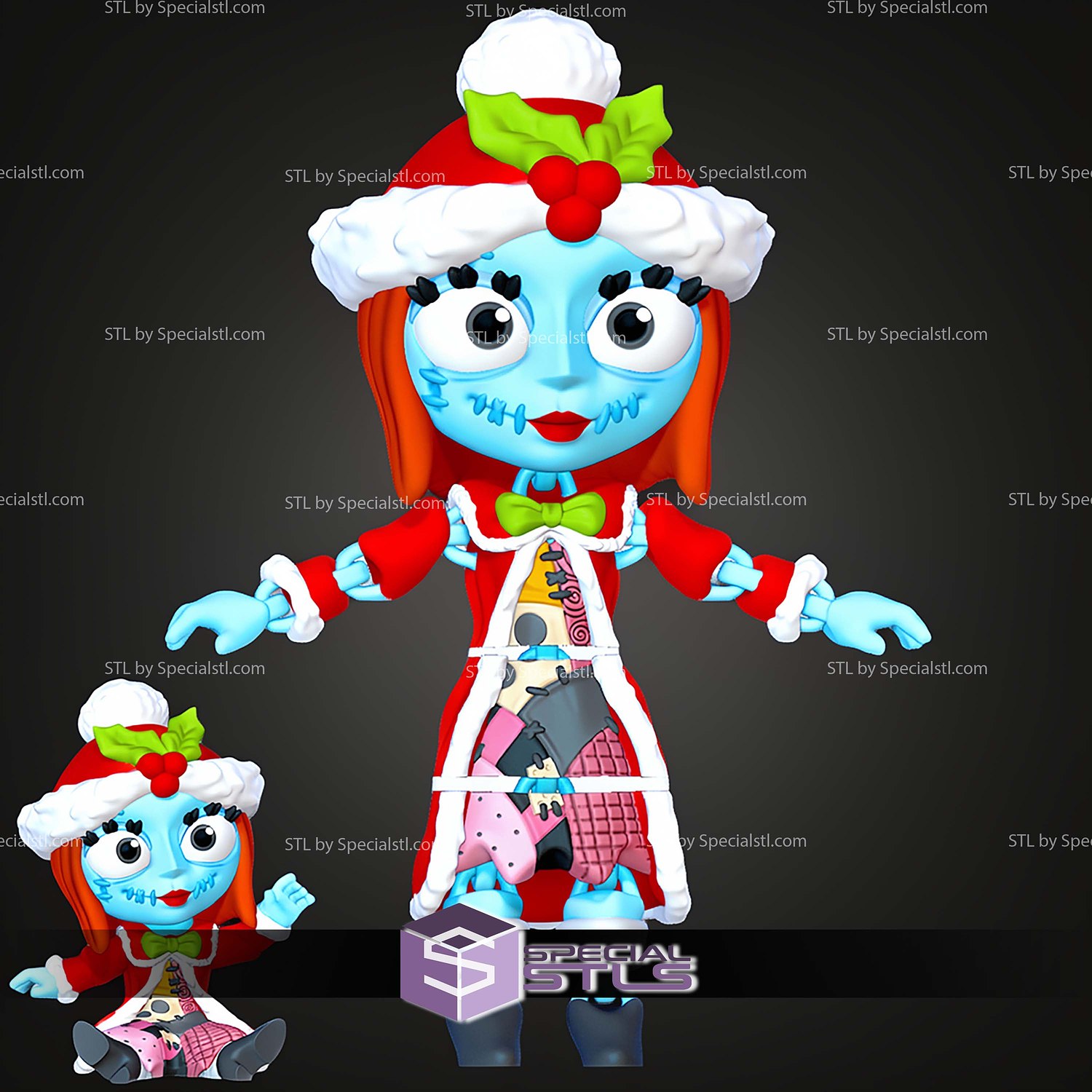 Super Basic STL Christmas Costume Sally MultiColor 3D Model — view 4