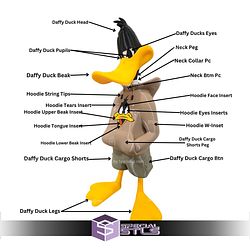 Daffy Duck Chillin Multi Color 3D Print STL Model — view 1
