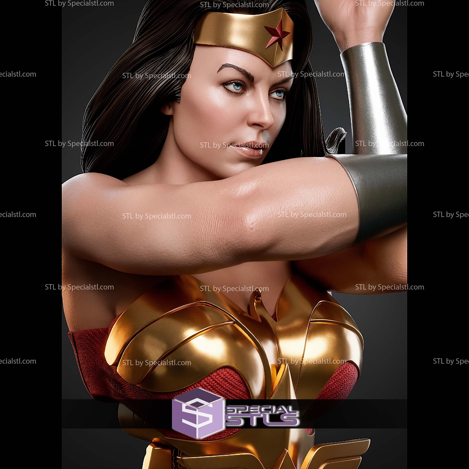 Wonder Woman Kingdom Come Portrait Bust 325mm STL Files 3D Model — view 2