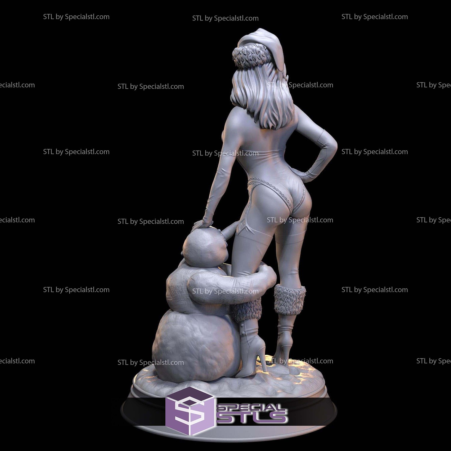 Merry Christmas Pin up Girl STL Files 3D Model — view 2