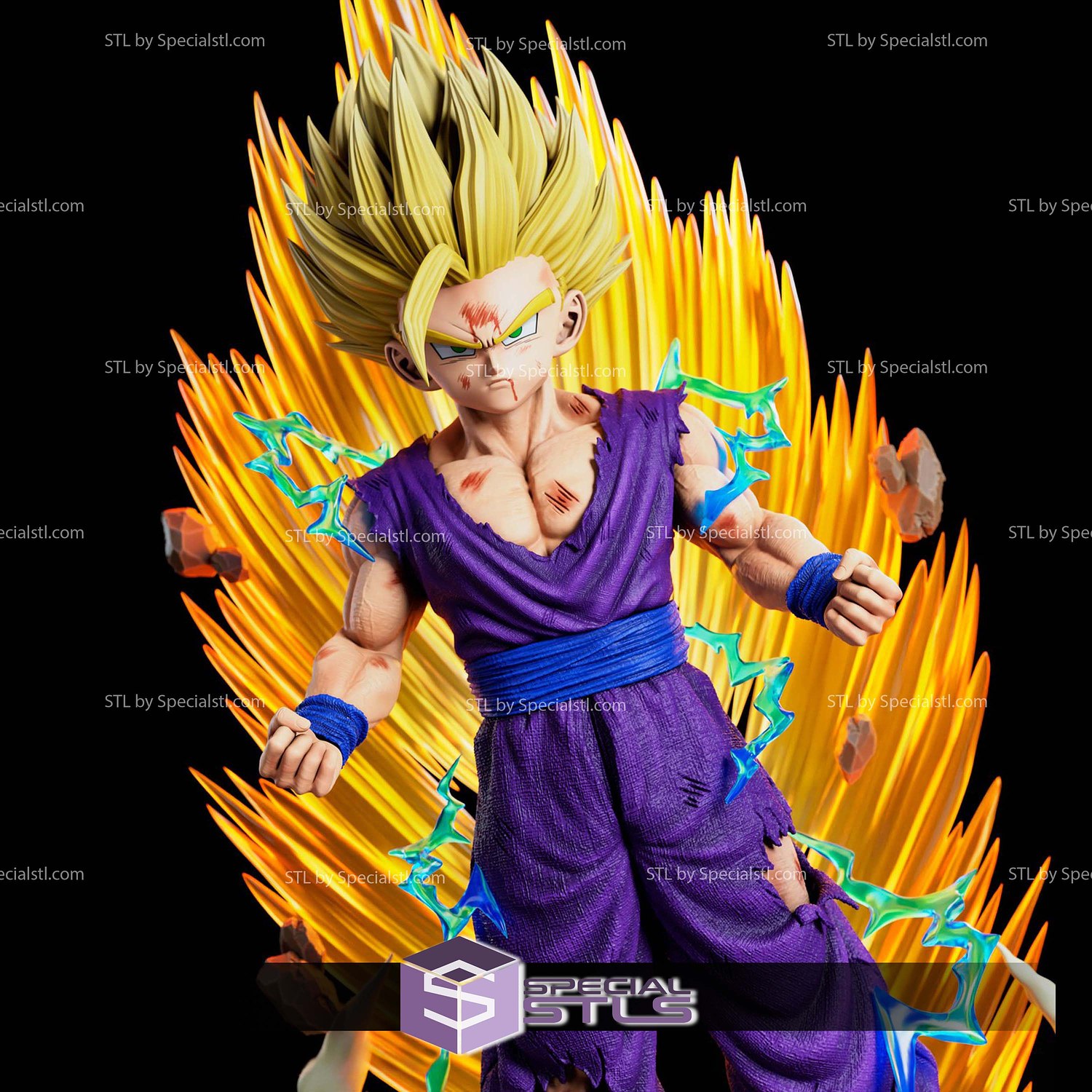 Gohan SSJ2 Power Injury 3D Printer Files STL Model — view 3