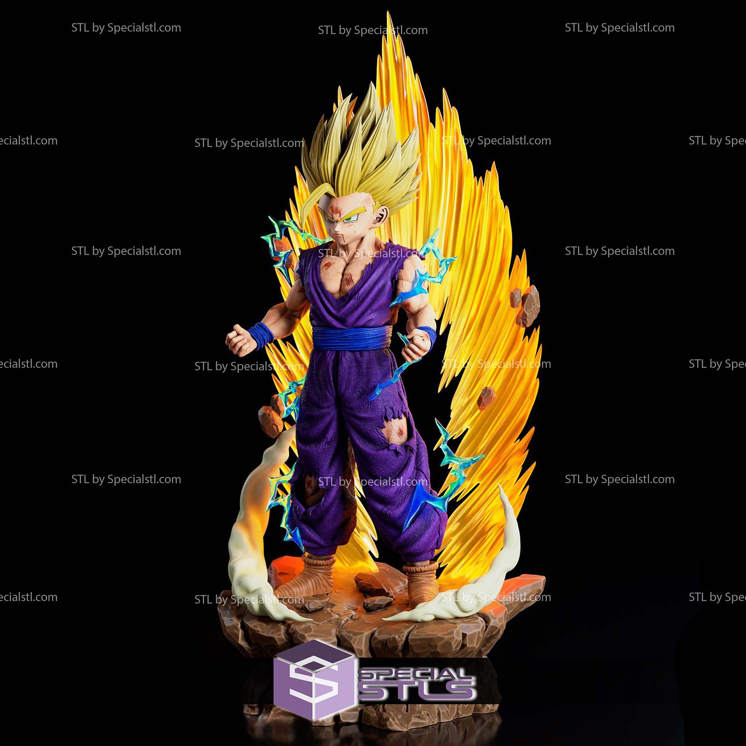 Gohan SSJ2 Power Injury 3D Printer Files STL Model — view 4