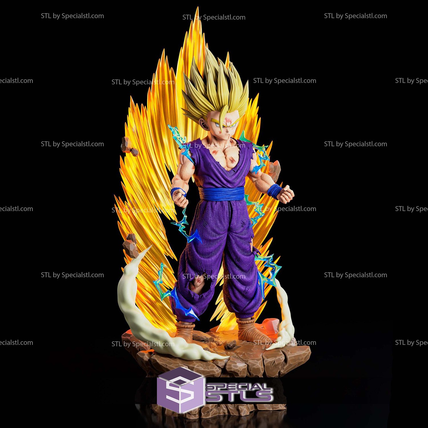 Gohan SSJ2 Power Injury 3D Printer Files STL Model — view 5