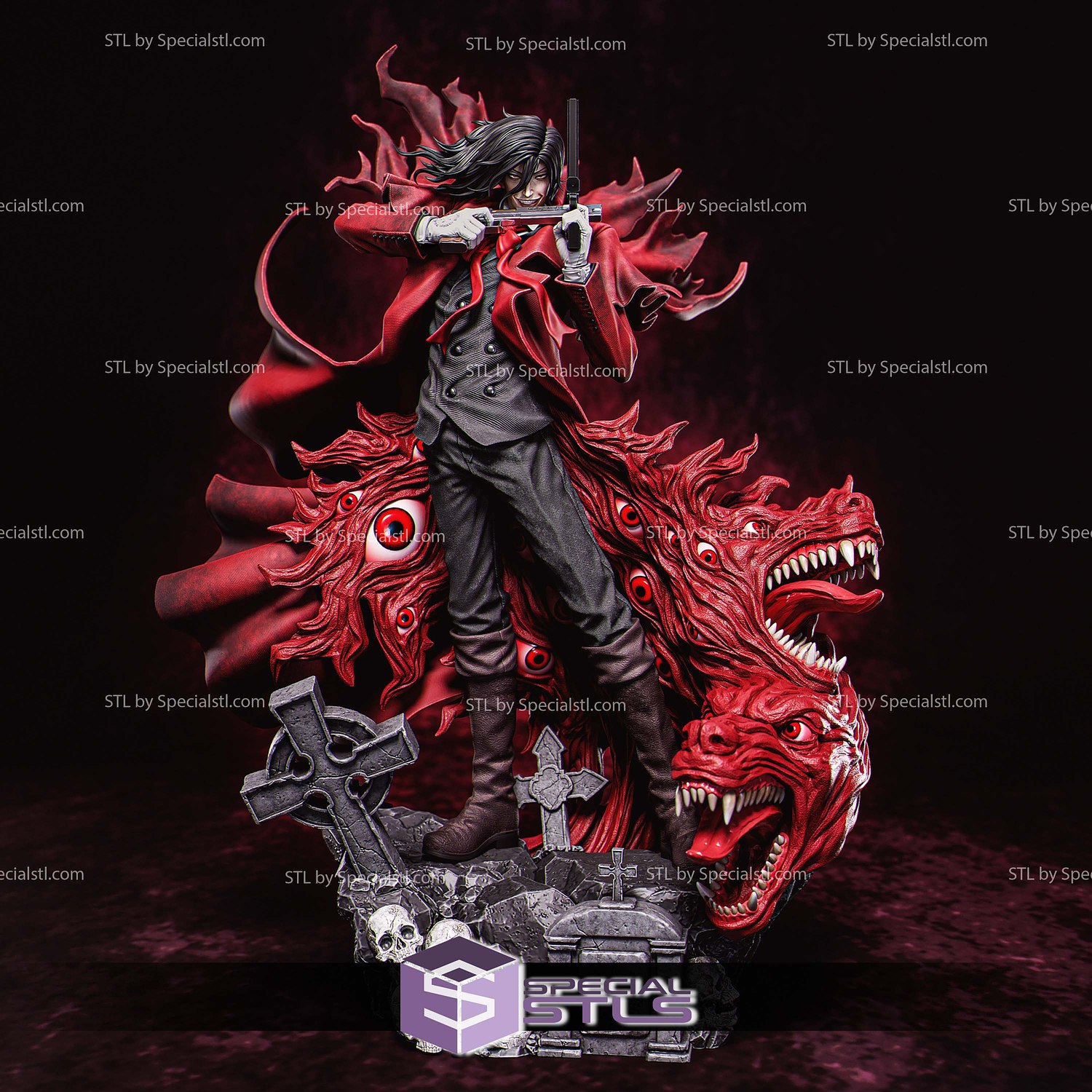Alucard 2 Gun Sculptures 3D Printing STL Model — view 2