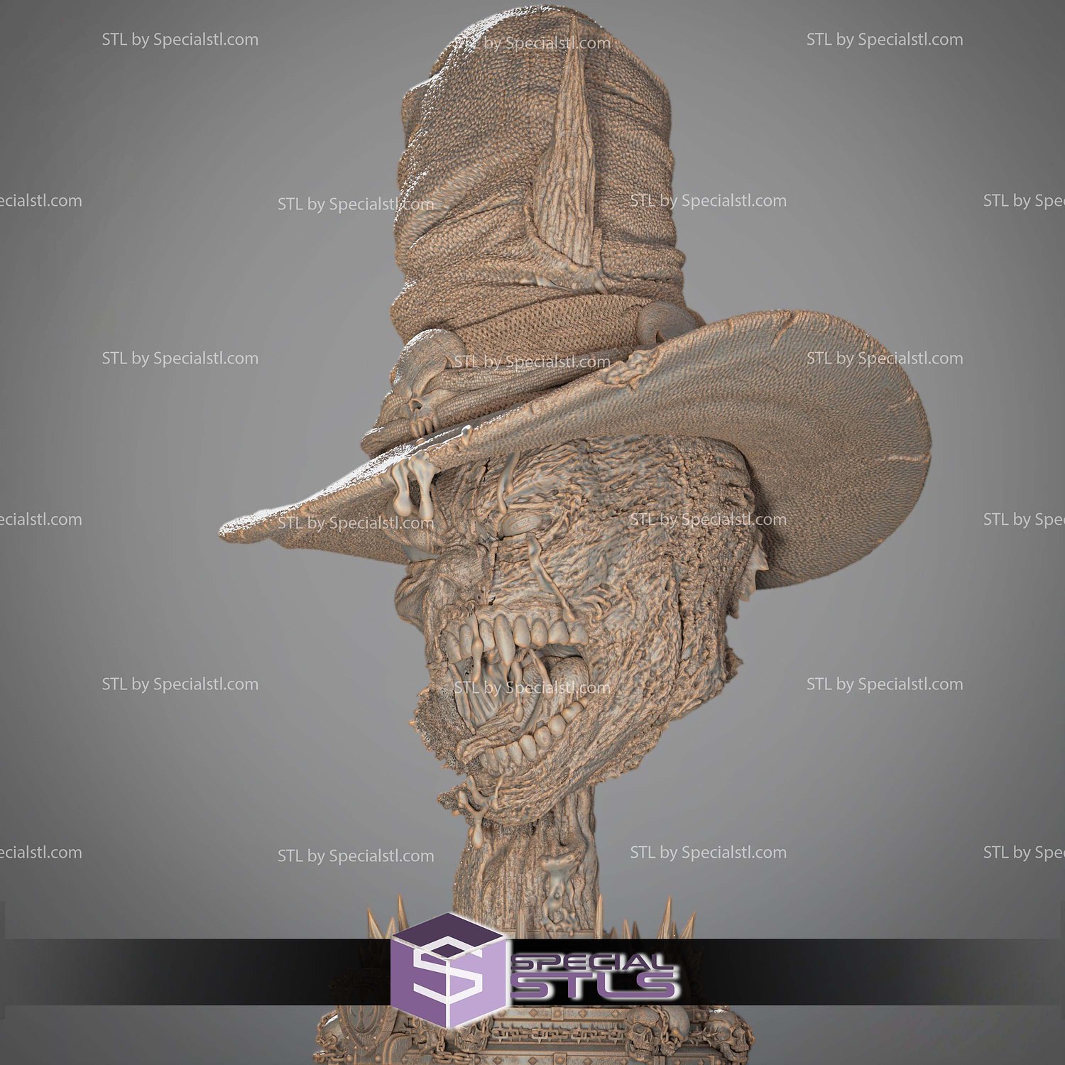 Gunslinger Head Portrait Bust Sculptures 3D Printing STL Model — view 3