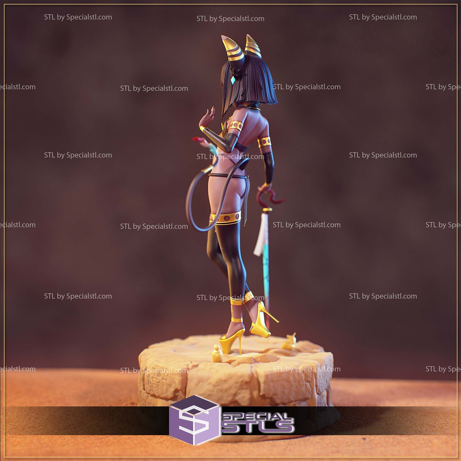 Egyptian Cat Fanart Sculptures 3D Printing STL Model — view 3