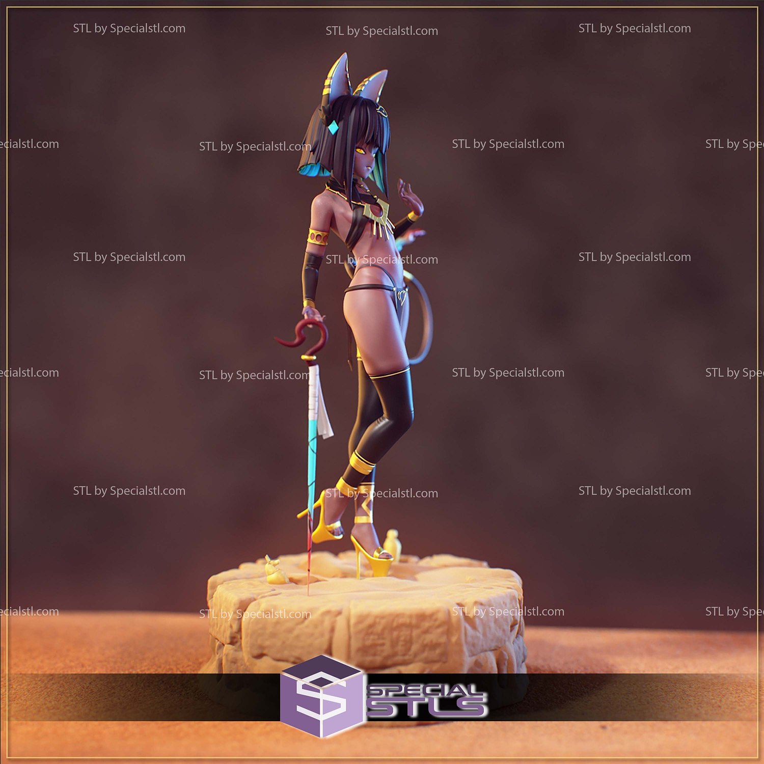 Egyptian Cat Fanart Sculptures 3D Printing STL Model — view 5