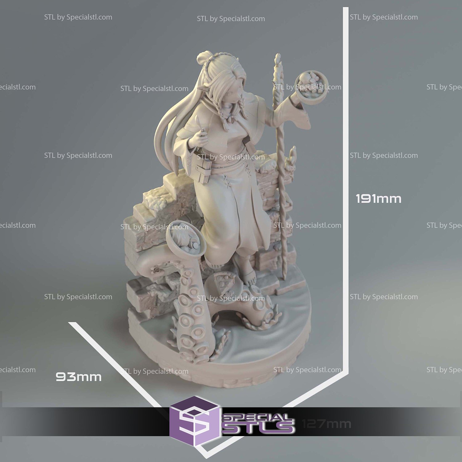 Marcille Donato Delicious in Dungeon 3D Print Sculpture STL Model — view 4