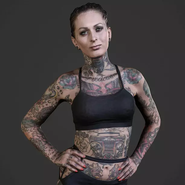 Tattoo model 2 tattooed woman posing for shoot 3D OBJ Model