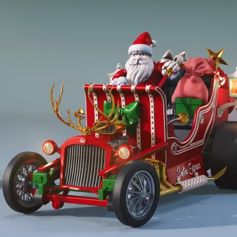 Santa\u0027s Hot Rod Sleigh 3D Printer Files | Assembly + Action STL Model