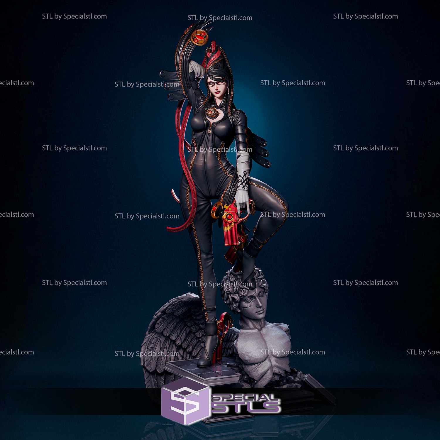Bayonetta on Archangel Base 3D Printer Files STL Model — view 2