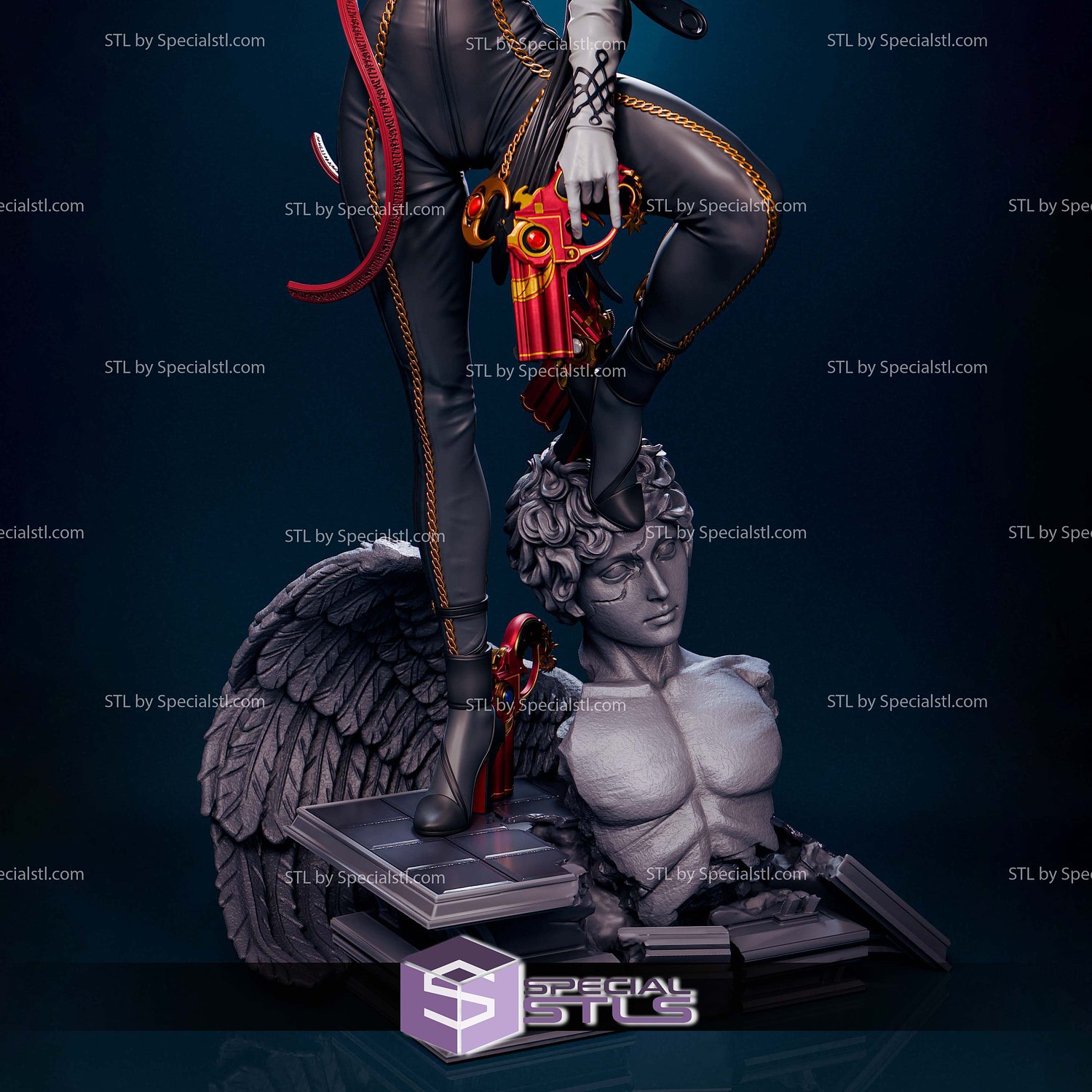 Bayonetta on Archangel Base 3D Printer Files STL Model — view 5