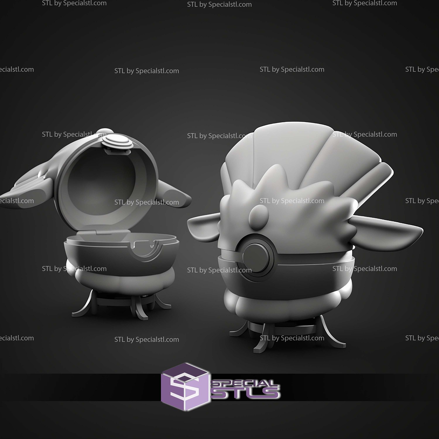 Basic Pokemon Collection Weavile Pokeball 3D STL Model — view 2