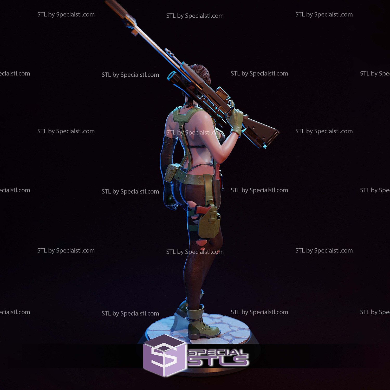 Quiet Sniper Standalone Sculptures 3D Printing STL Model — view 2