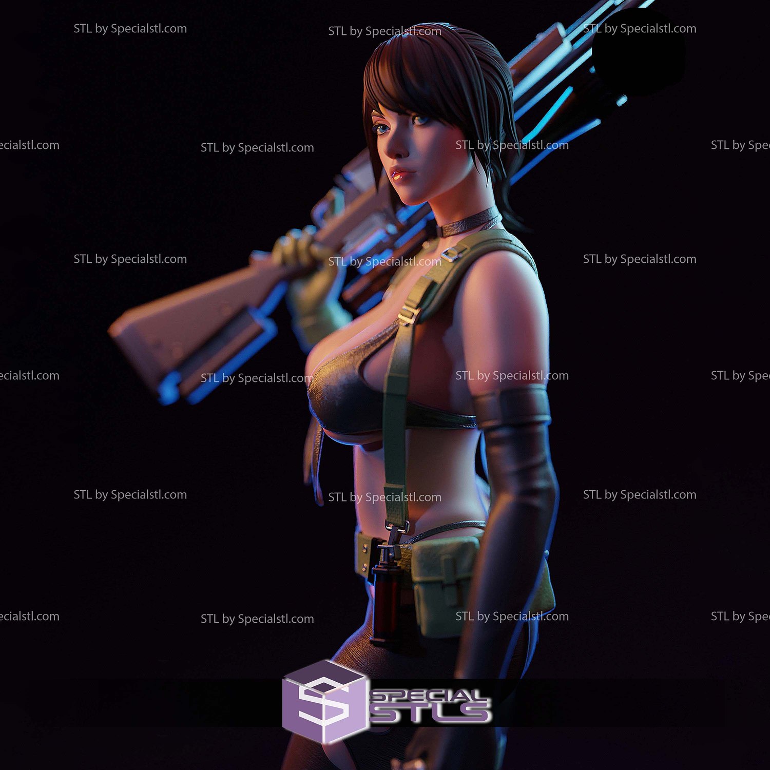 Quiet Sniper Standalone Sculptures 3D Printing STL Model — view 3