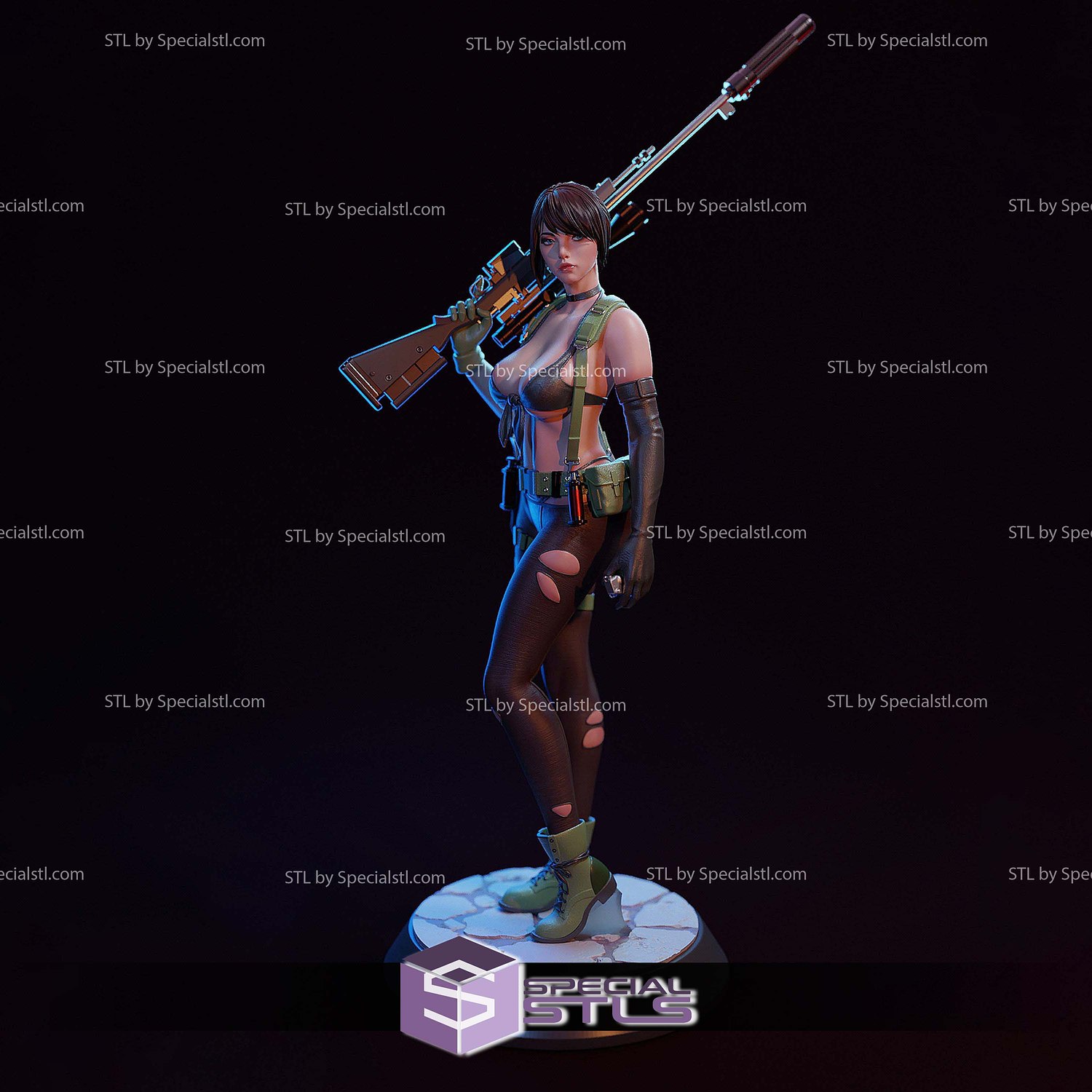 Quiet Sniper Standalone Sculptures 3D Printing STL Model — view 4