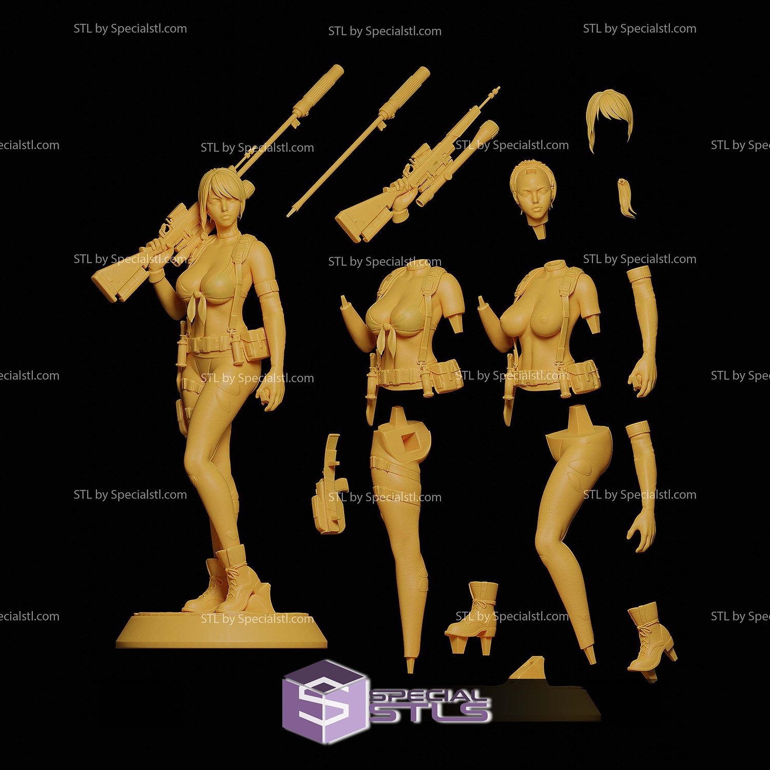 Quiet Sniper Standalone Sculptures 3D Printing STL Model — view 5