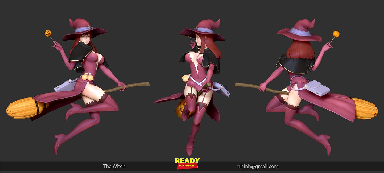 The Witch - Happy Halloween 3D ZTL Model — view 2
