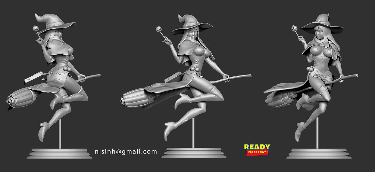 The Witch - Happy Halloween 3D ZTL Model — view 4