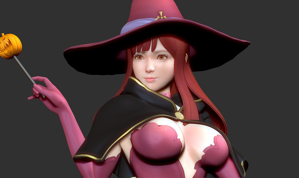 The Witch - Happy Halloween 3D ZTL Model — view 5