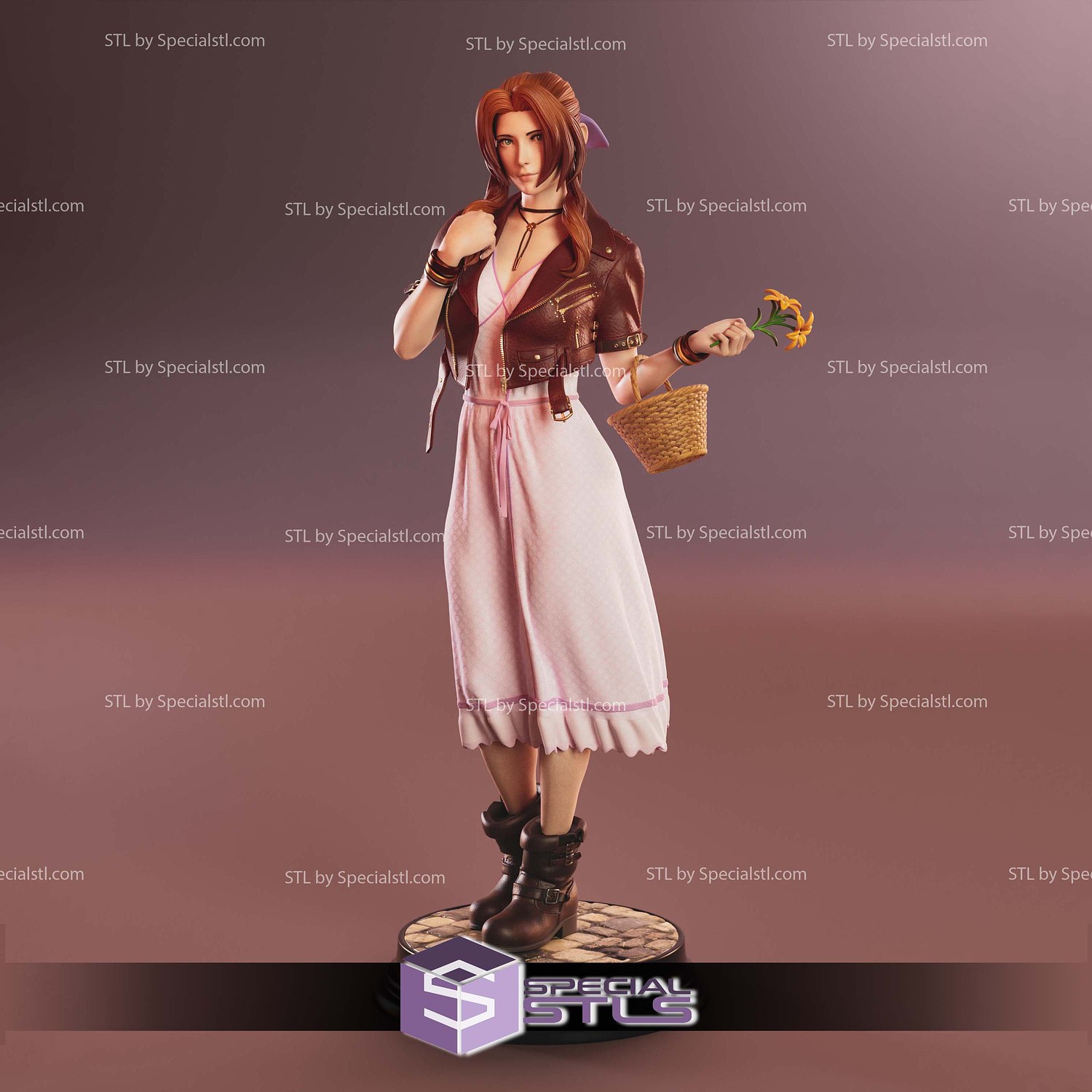 Aerith Gainsborough and Flower 3D Printer Files STL Model — view 2