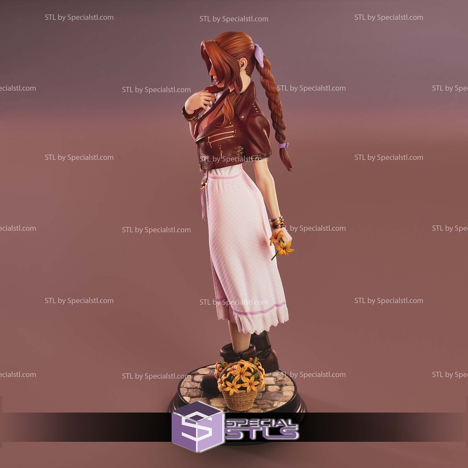 Aerith Gainsborough and Flower 3D Printer Files STL Model — view 3