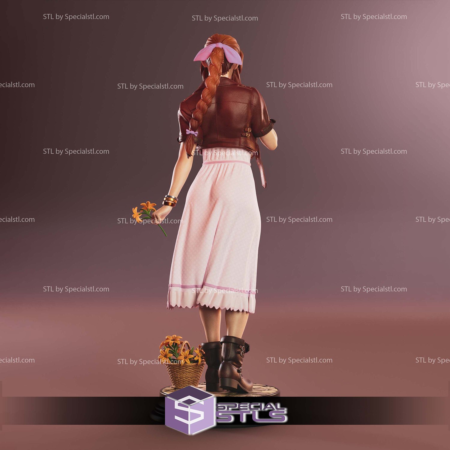 Aerith Gainsborough and Flower 3D Printer Files STL Model — view 4