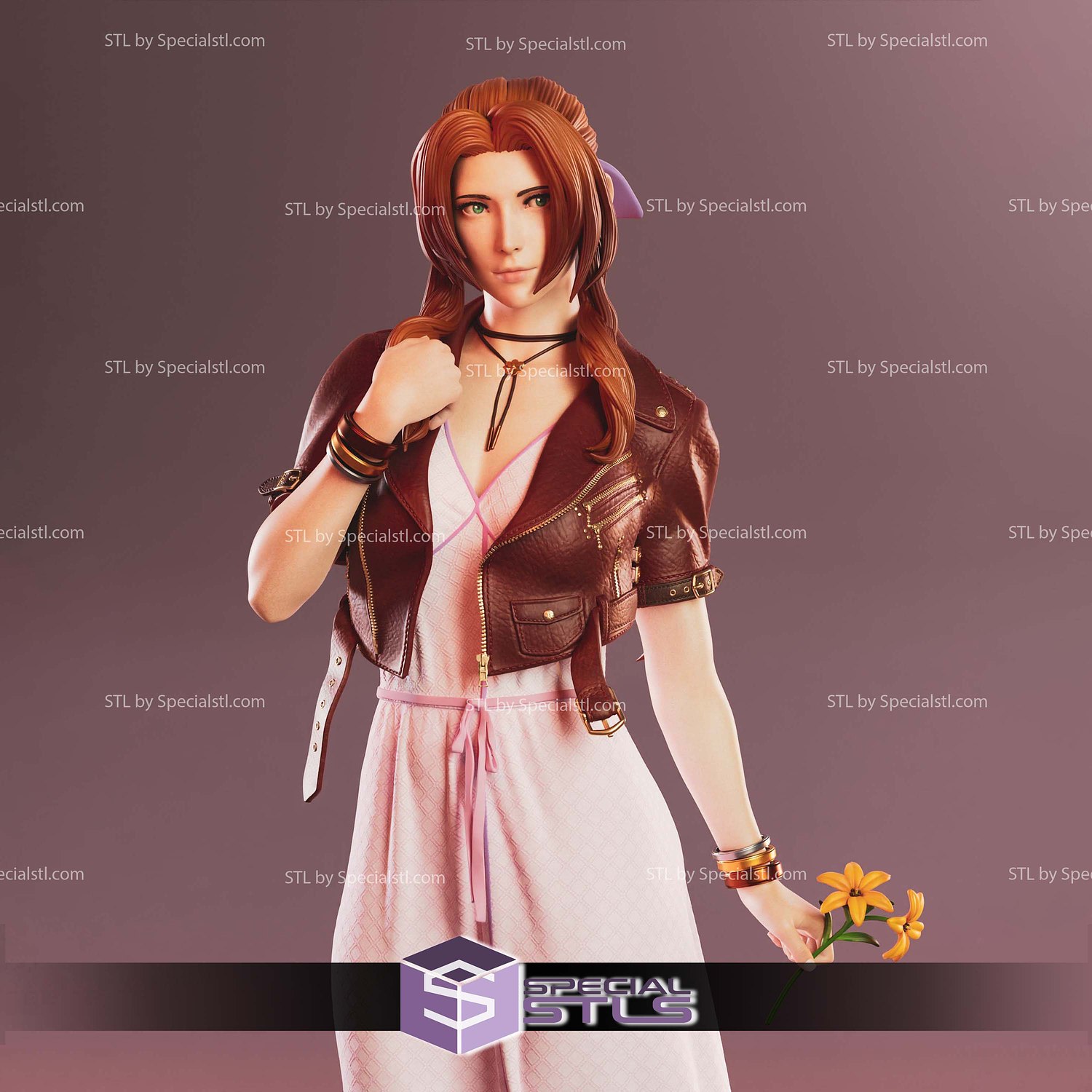 Aerith Gainsborough and Flower 3D Printer Files STL Model — view 6
