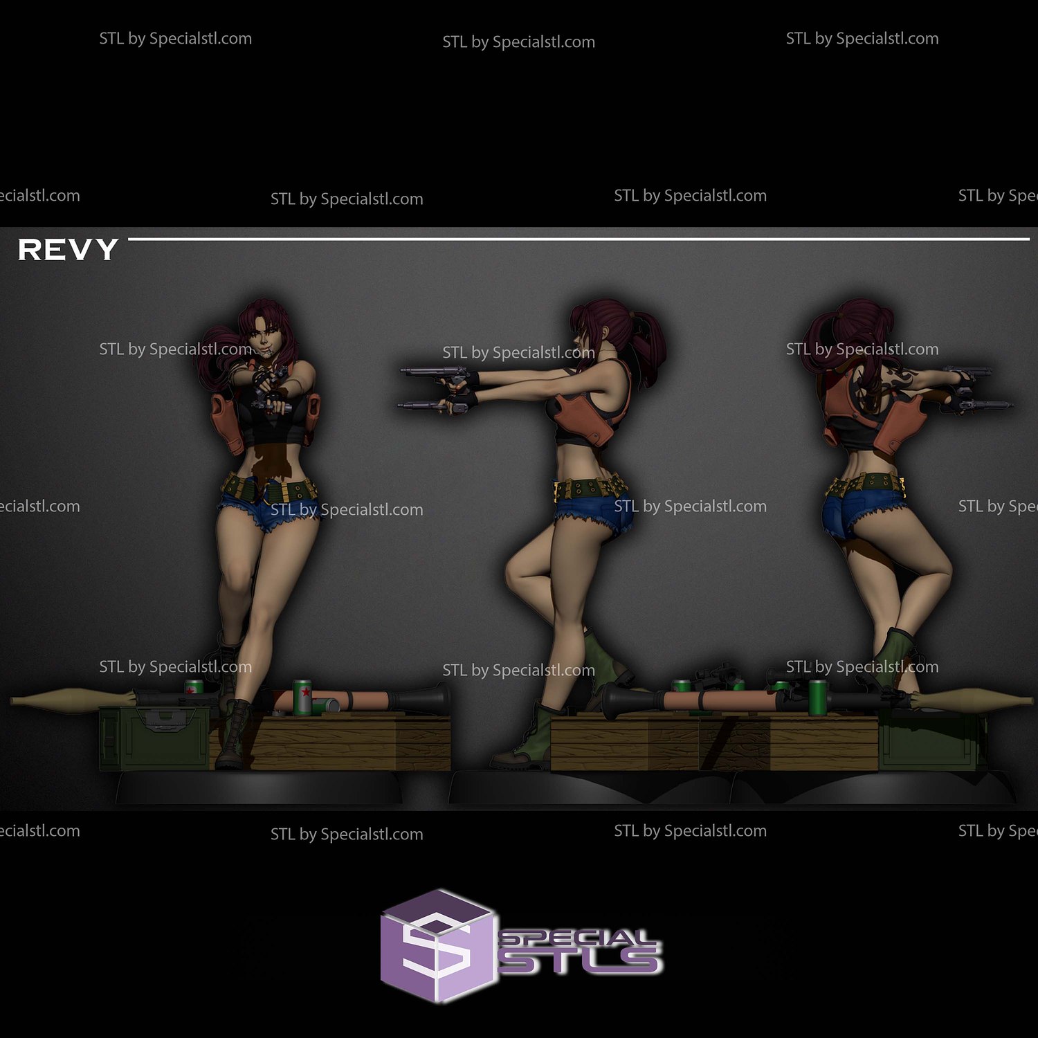 Revy Black Lagoon V3 STL Files 3D Model — view 5