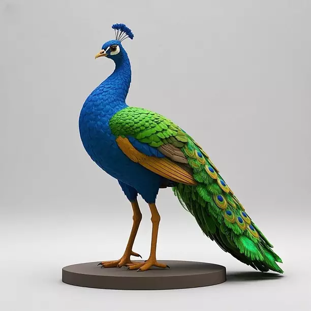 4291 Color 3D Model of Peacock  animals  STL  DND  ARTE GLTF Model