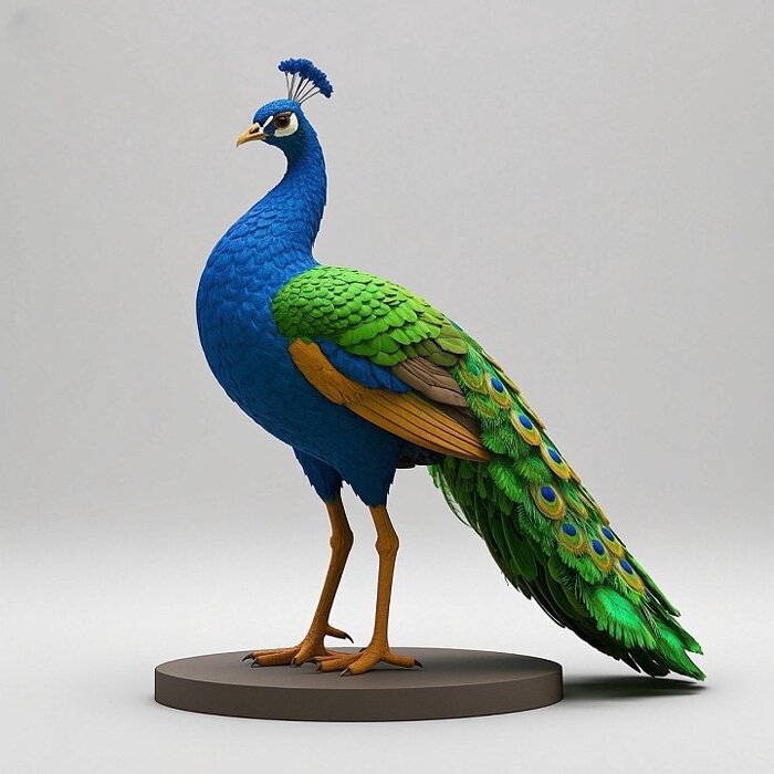 4291 Color 3D Model of Peacock  animals  STL  DND  ARTE GLTF Model — view 6