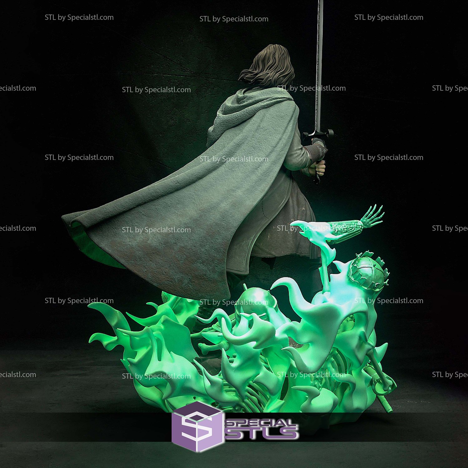 Aragorn and Sword Sculptures 3D Printing STL Model — view 4