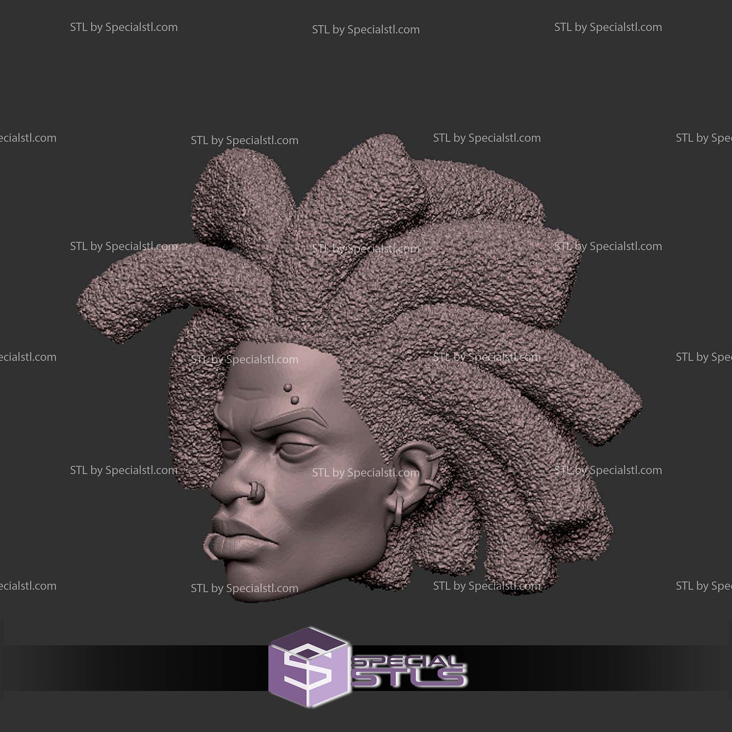 Custom Head STL Hobie Spider Punk 3D Model — view 3