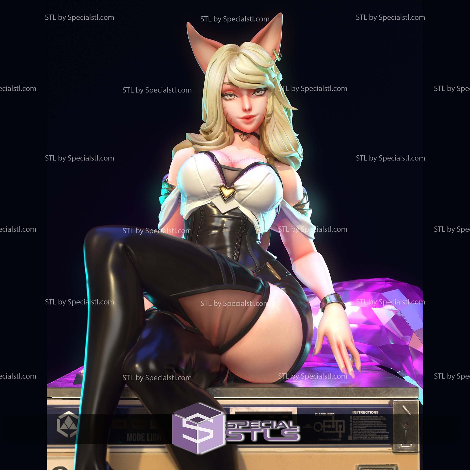 KDA Ahri PopStar Sculptures 3D Printing STL Model — view 5