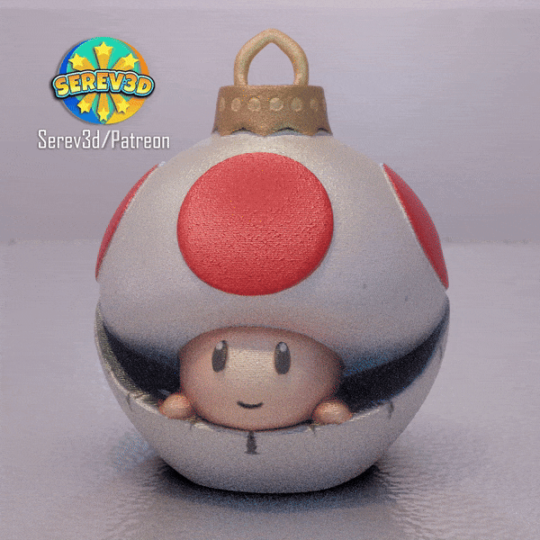 Toad Ornament - Mario Christmas Tree Decor - No Supports 3D Print STL/3MF Model