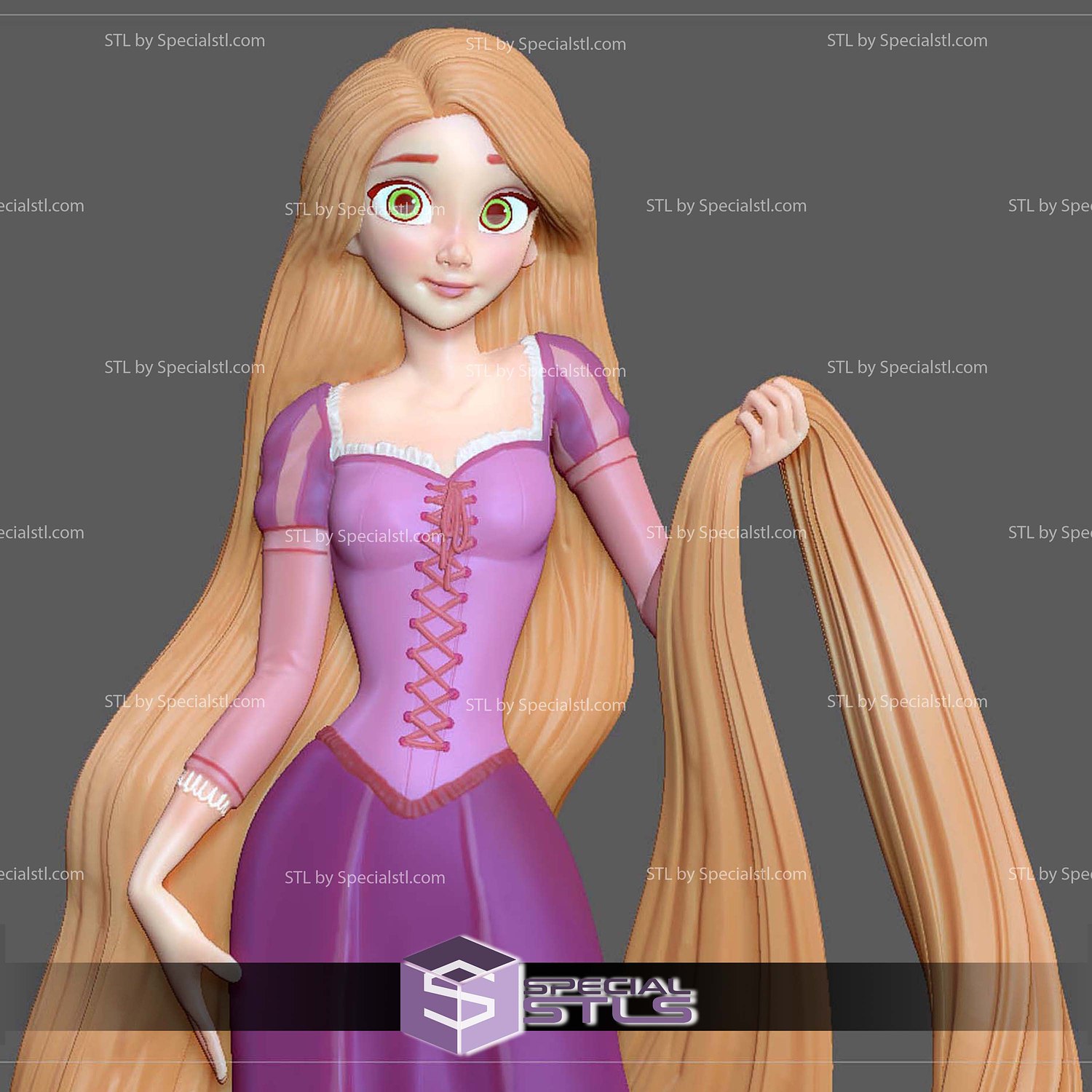 Rapunzel Princess 3D Printer Files STL Model — view 2