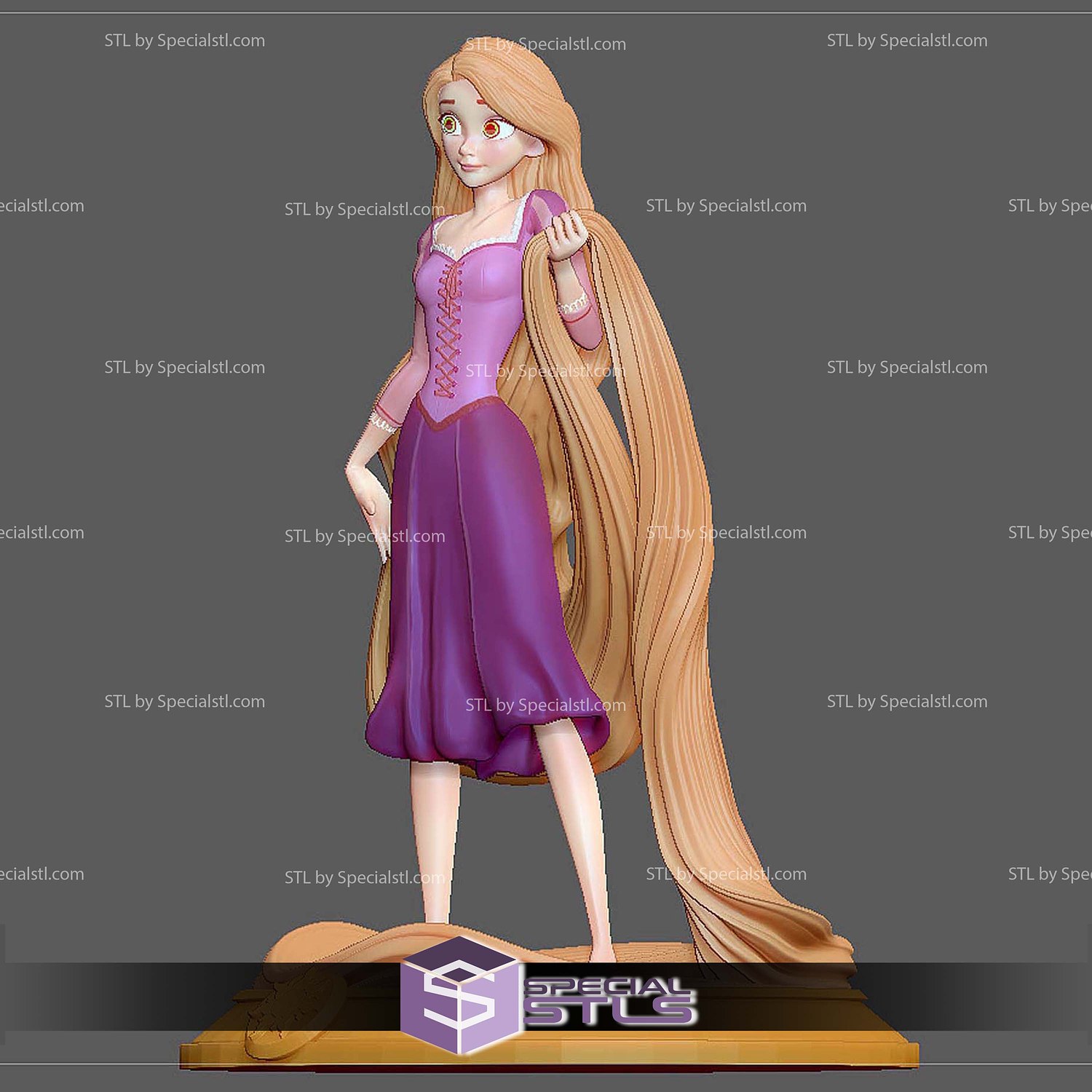 Rapunzel Princess 3D Printer Files STL Model — view 4