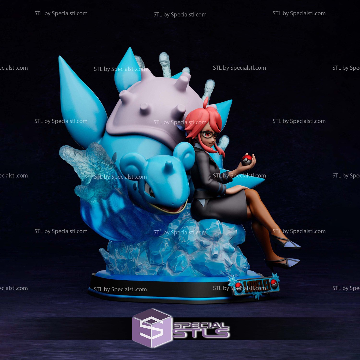 Lorelei and Lapras Pokemon Sculptures 3D Printing STL Model — view 4