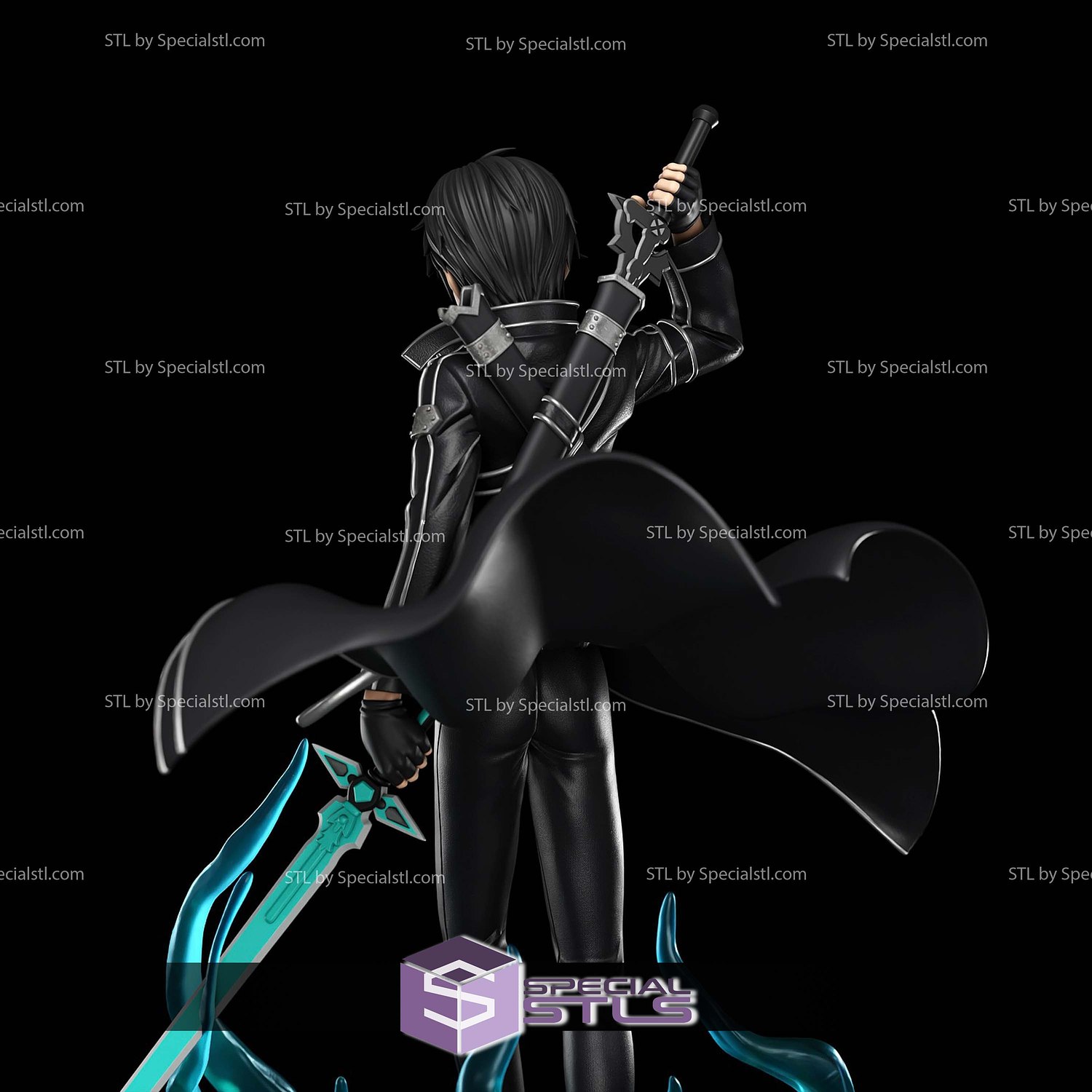 Kirito Sword Art Online Diorama STL Files 3D Model — view 4
