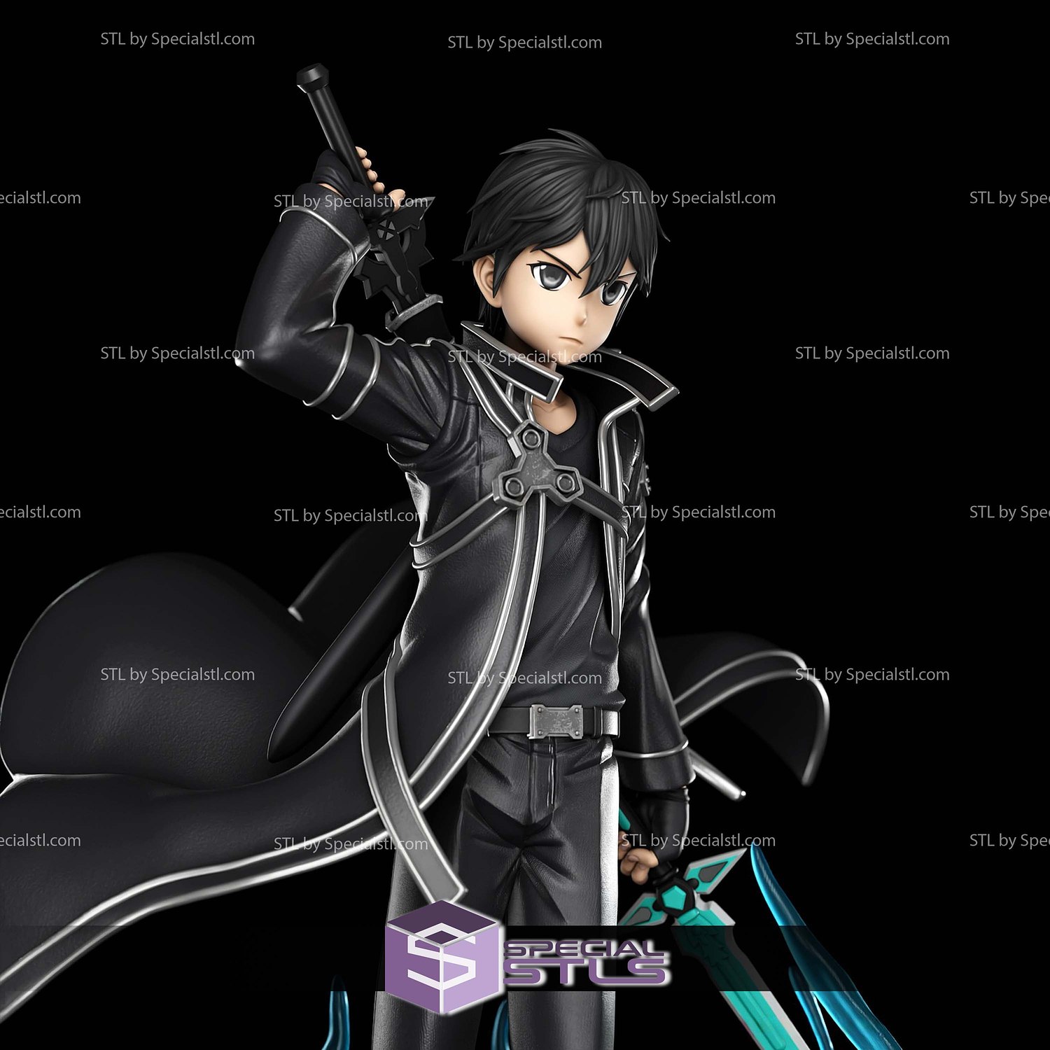 Kirito Sword Art Online Diorama STL Files 3D Model — view 5