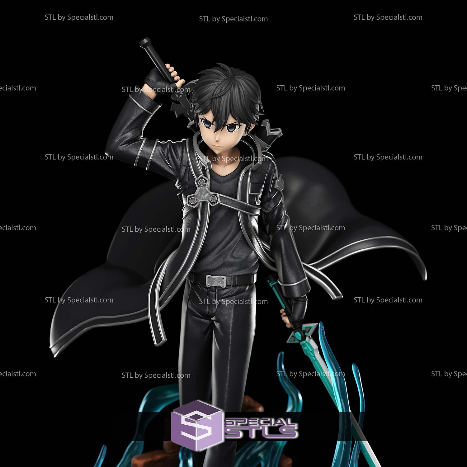 Kirito Sword Art Online Diorama STL Files 3D Model — view 6